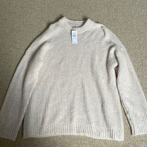 American Eagle Oversized Crewneck Sweater (beige, size xs)